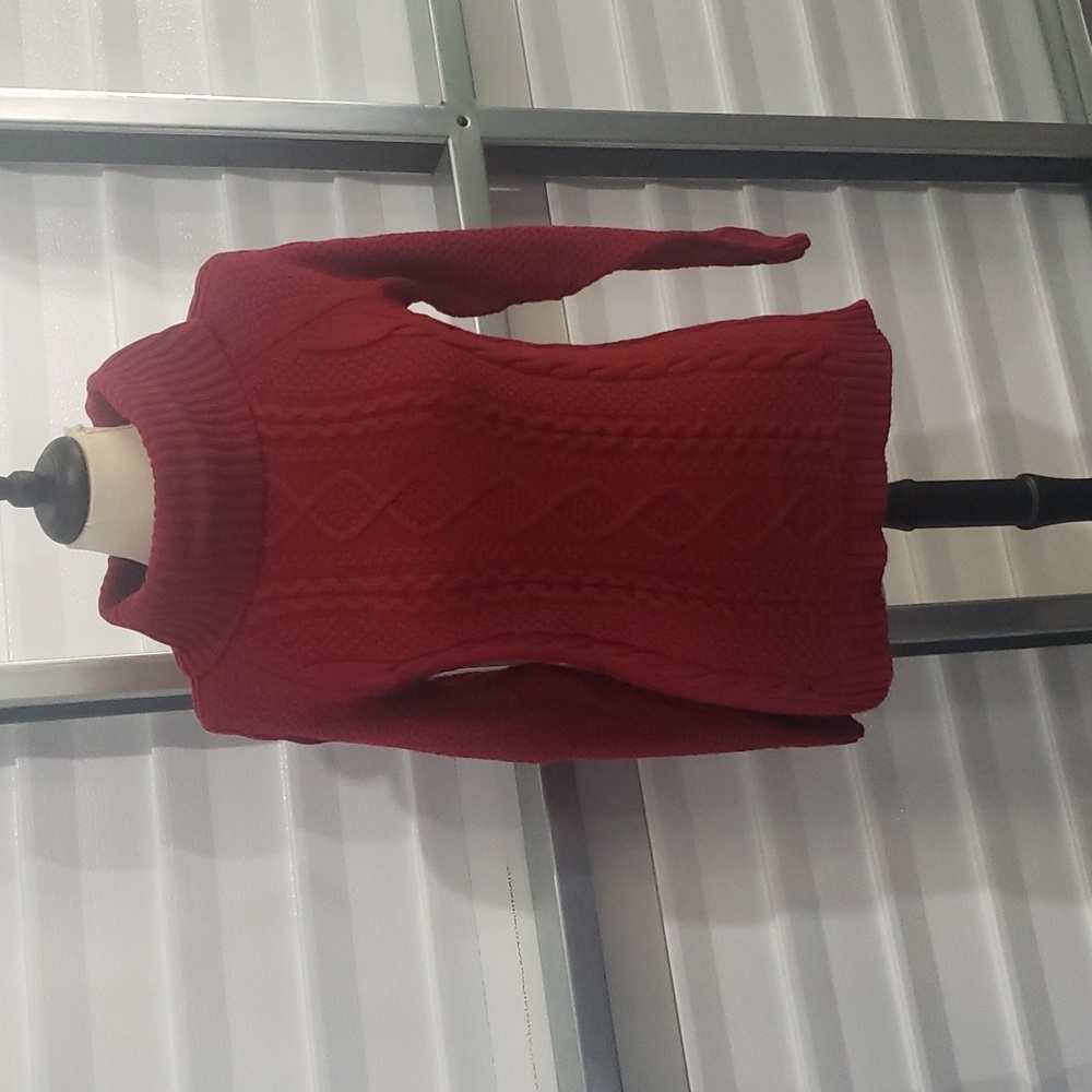 Red Thick Knit Sweater‎ with Turtle neck Medium